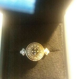 Art deco sterling silver diamond ring sz 6